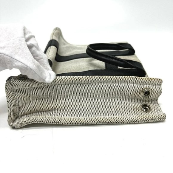 HERMES Sac Arne PM Hand Bag Tote Bag Toile H / Leather gray/Black - Picture 5 of 13